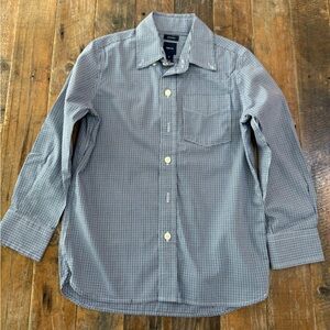 GAP Kids Navy Checkered Button Down Shirt